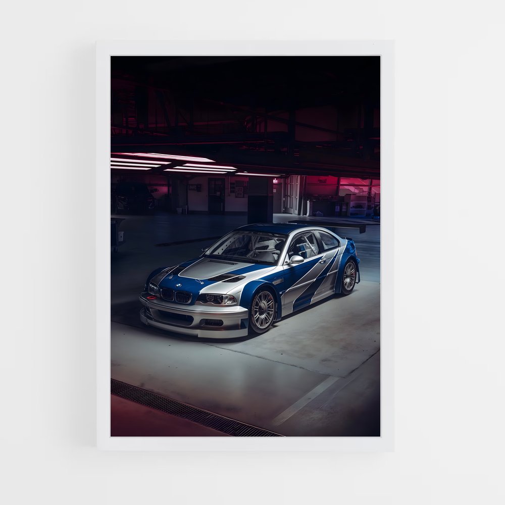 Poster Garage Bleu – affiche BMW (vue 3)